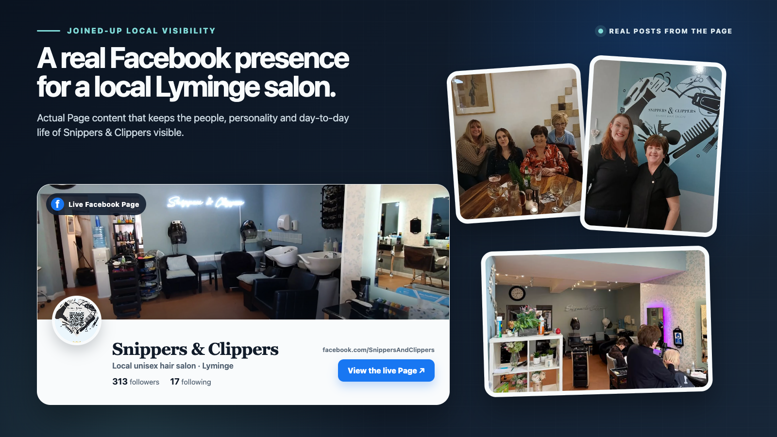 Snippers and Clippers Facebook Page and genuine local salon content supported by Rowe Creative
