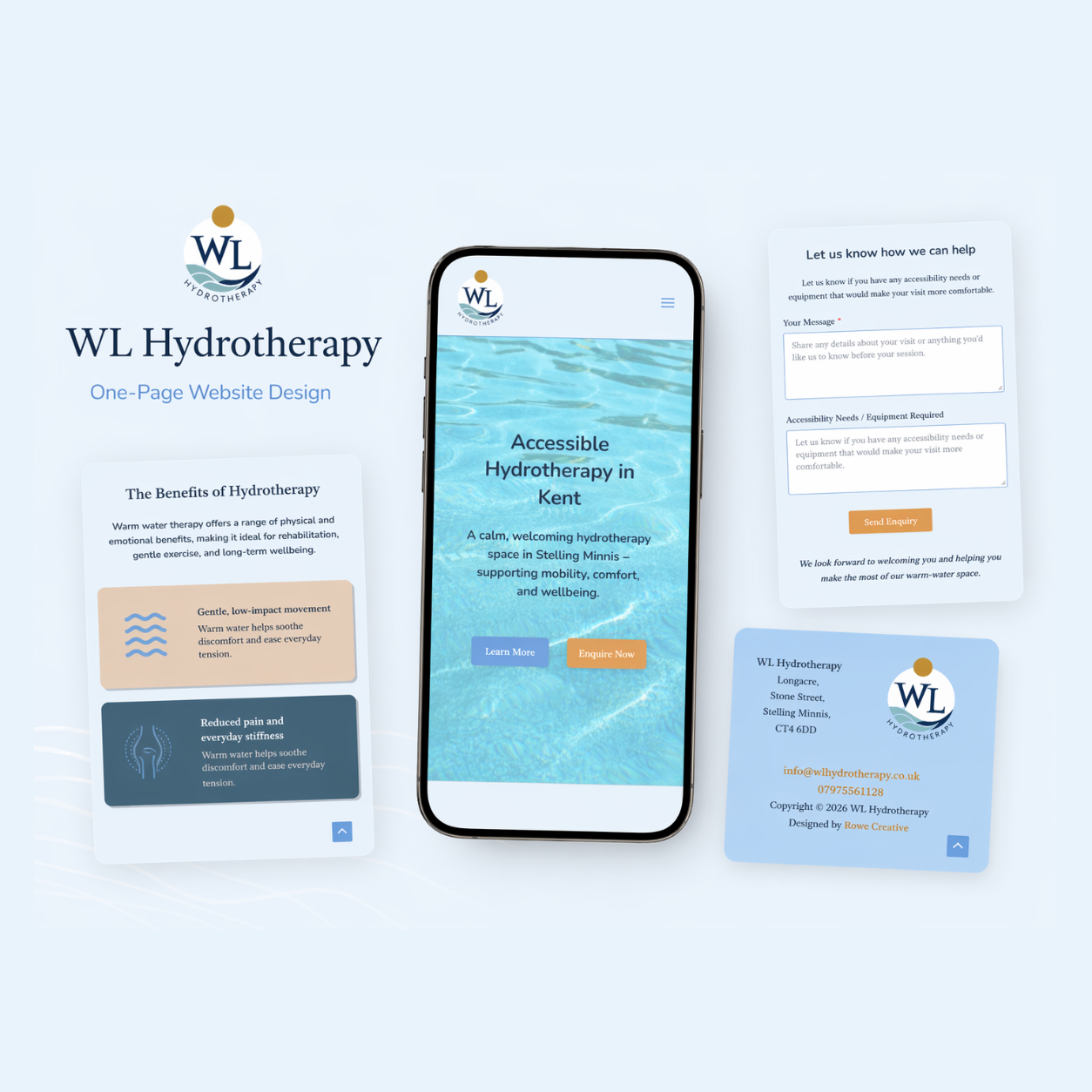 WL Hydrotherapy one-page website and Google profile support