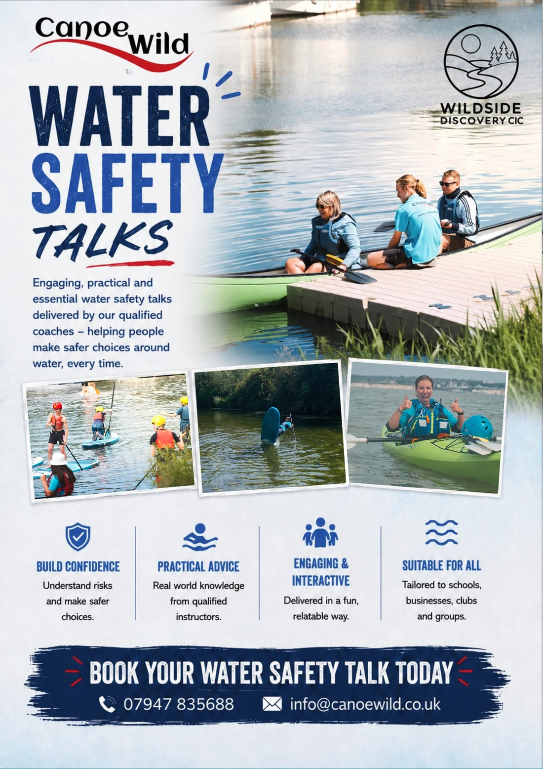 Canoe Wild water safety talks flyer design